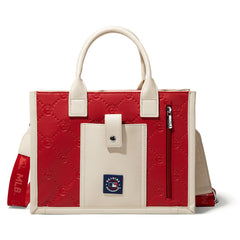 MLB Chicago Cubs Leather Stitched Crossbody Bag-Red