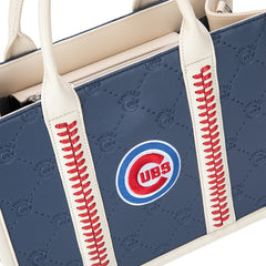 MLB Chicago Cubs Leather Stitched Crossbody Bag-Blue