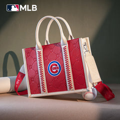 MLB Chicago Cubs Leather Stitched Crossbody Bag-Red