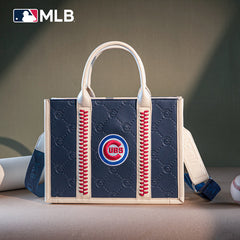 MLB Chicago Cubs Leather Stitched Crossbody Bag-Blue