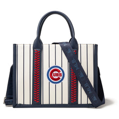 MLB Chicago Cubs Leather Stitched Crossbody Bag-Stripe