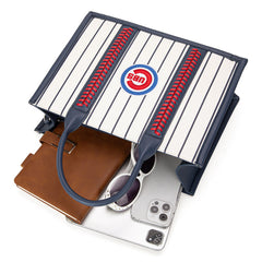 MLB Chicago Cubs Leather Stitched Crossbody Bag-Stripe