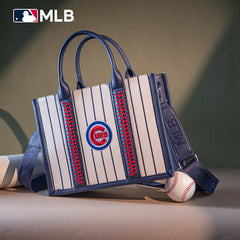 MLB Chicago Cubs Leather Stitched Crossbody Bag-Stripe