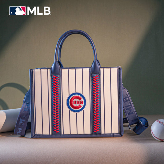 MLB Chicago Cubs Leather Stitched Crossbody Bag-Stripe