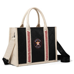 MLB Houston Astros Leather Stitched Crossbody Bag-Black