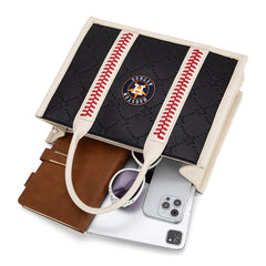 MLB Houston Astros Leather Stitched Crossbody Bag-Black