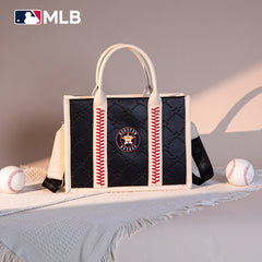 MLB Houston Astros Leather Stitched Crossbody Bag-Black