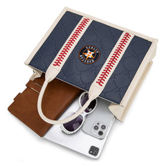 MLB Houston Astros Leather Stitched Crossbody Bag-Blue