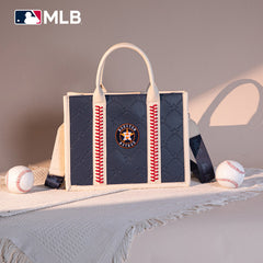 MLB Houston Astros Leather Stitched Crossbody Bag-Blue