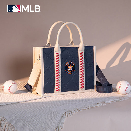 MLB Houston Astros Leather Stitched Crossbody Bag-Blue