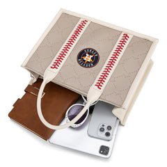 MLB Houston Astros Leather Stitched Crossbody Bag-Camel