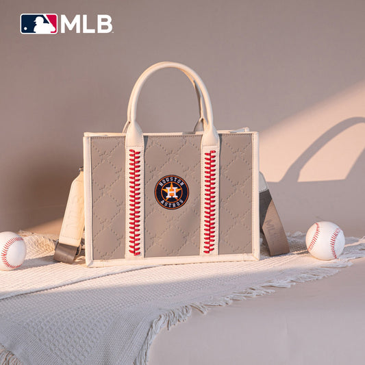 MLB Houston Astros Leather Stitched Crossbody Bag-Camel