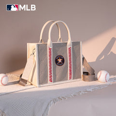 MLB Houston Astros Leather Stitched Crossbody Bag-Camel