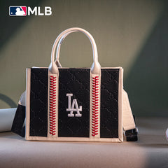 MLB Los Angeles Dodgers Leather Stitched Crossbody Bag-Black