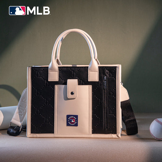 MLB Los Angeles Dodgers Leather Stitched Crossbody Bag-Black