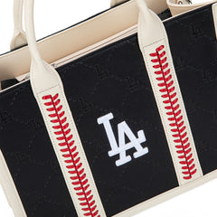 MLB Los Angeles Dodgers Leather Stitched Crossbody Bag-Black