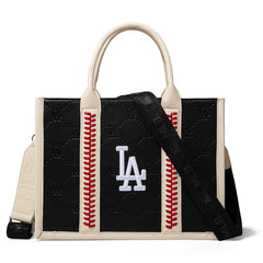 MLB Los Angeles Dodgers Leather Stitched Crossbody Bag-Black