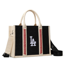 MLB Los Angeles Dodgers Leather Stitched Crossbody Bag-Black