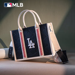 MLB Los Angeles Dodgers Leather Stitched Crossbody Bag-Black