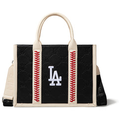 MLB Los Angeles Dodgers Leather Stitched Crossbody Bag-Black