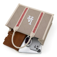 MLB Los Angeles Dodgers Leather Stitched Crossbody Bag-Camel