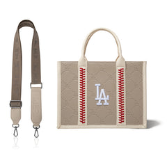 MLB Los Angeles Dodgers Leather Stitched Crossbody Bag-Camel