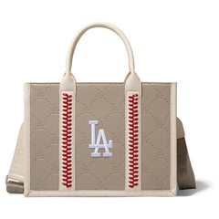 MLB Los Angeles Dodgers Leather Stitched Crossbody Bag-Camel