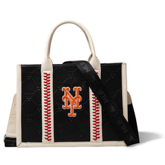 MLB New York Mets Leather Stitched Crossbody Bag-Black