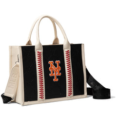 MLB New York Mets Leather Stitched Crossbody Bag-Black