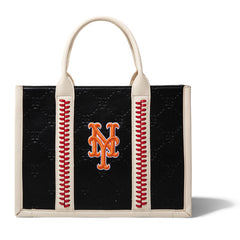 MLB New York Mets Leather Stitched Crossbody Bag-Black