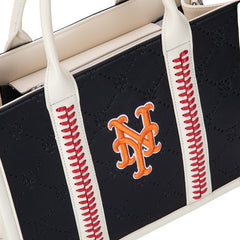 MLB New York Mets Leather Stitched Crossbody Bag-Black