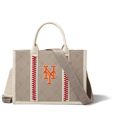 MLB New York Mets Leather Stitched Crossbody Bag-Camel