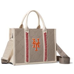 MLB New York Mets Leather Stitched Crossbody Bag-Camel