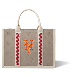 MLB New York Mets Leather Stitched Crossbody Bag-Camel