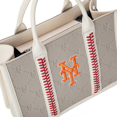 MLB New York Mets Leather Stitched Crossbody Bag-Camel