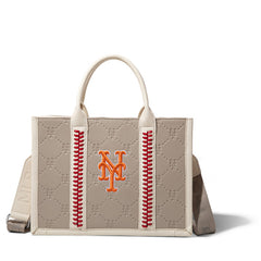 MLB New York Mets Leather Stitched Crossbody Bag-Camel