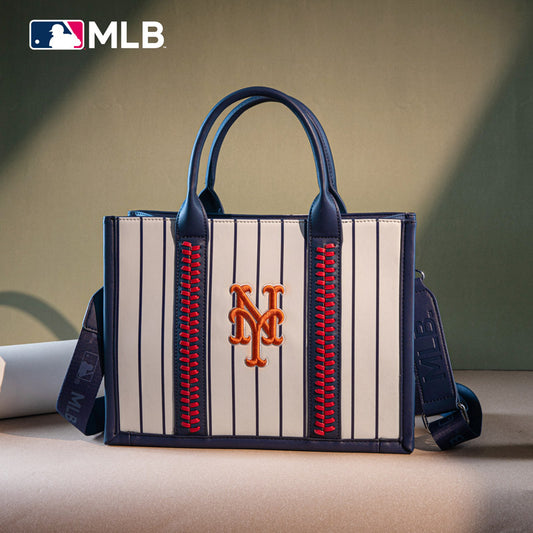 MLB New York Mets Leather Stitched Crossbody Bag-Stripe