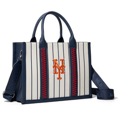 MLB New York Mets Leather Stitched Crossbody Bag-Stripe