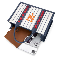 MLB New York Mets Leather Stitched Crossbody Bag-Stripe