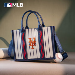 MLB New York Mets Leather Stitched Crossbody Bag-Stripe