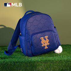 MLB New York Mets Sports Baseball Backpack-Blue