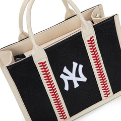 MLB New York Yankees Leather Stitched Crossbody Bag-Black