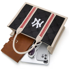 MLB New York Yankees Leather Stitched Crossbody Bag-Black