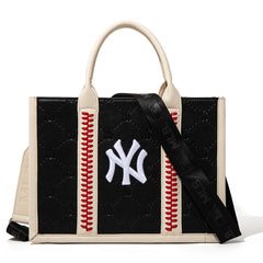 MLB New York Yankees Leather Stitched Crossbody Bag-Black