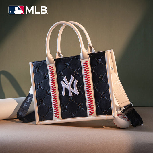 MLB New York Yankees Leather Stitched Crossbody Bag-Black