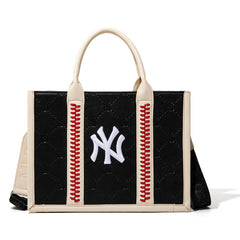 MLB New York Yankees Leather Stitched Crossbody Bag-Black