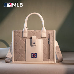 MLB New York Yankees Leather Stitched Crossbody Bag-Camel