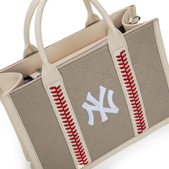 MLB New York Yankees Leather Stitched Crossbody Bag-Camel