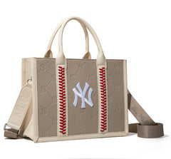 MLB New York Yankees Leather Stitched Crossbody Bag-Camel