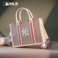 MLB New York Yankees Leather Stitched Crossbody Bag-Camel